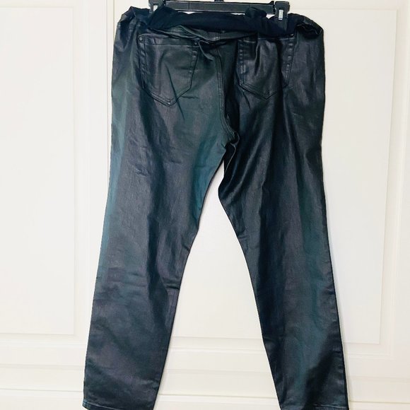 Motherhood Maternity Indigo Blue Coated Skinny Leg Ankle Jeans Black Lar… - Picture 5 of 10